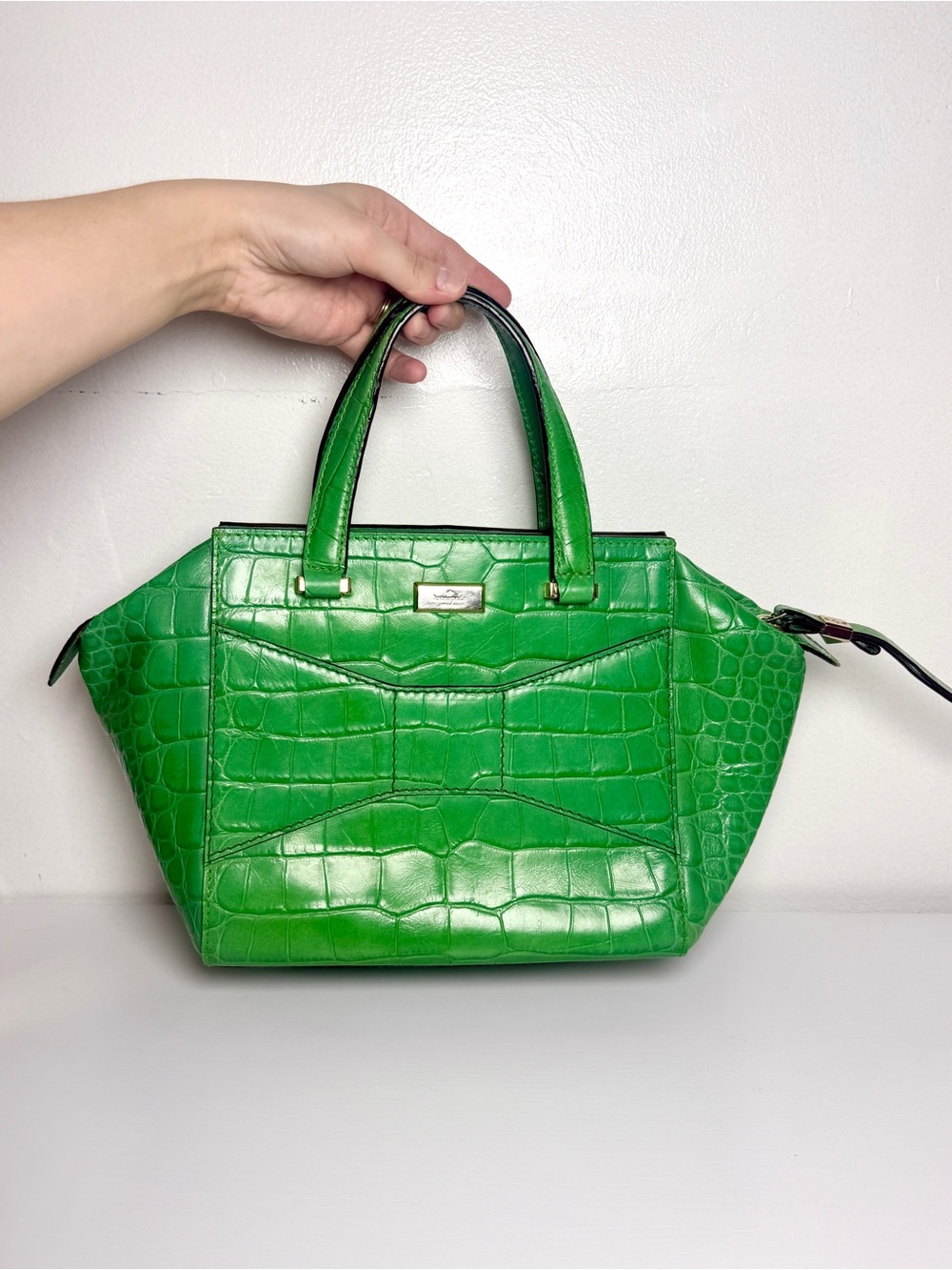 Kate spade Green Croc-Embossed Leather Tote Handbag